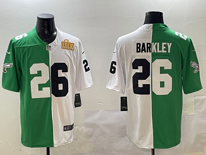 Men 2025 Philadelphia Eagles #26 Barkley White Green Nike Limited NFL Jersey style 3